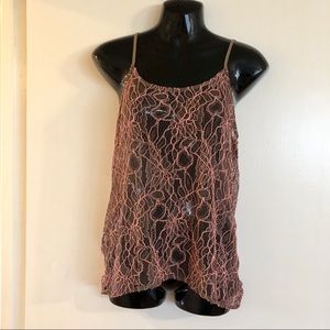 Pins & Needles Brown/Pink Lace Tank Top- NWT